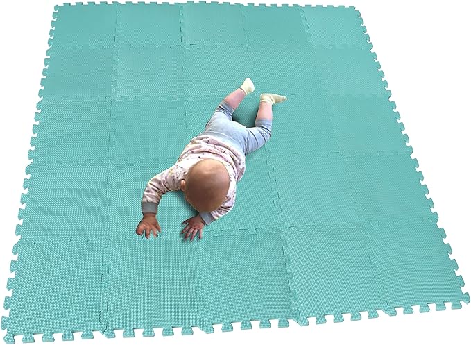 MQIAOHAM® 25 Pieces Puzzle Play Mats, Soft Baby Play Mat, Kids Interlocking Foam Floor Tiles, Toddlers Carpet Playmats G301025-108