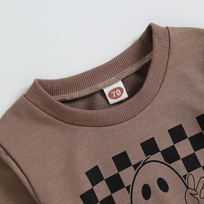 0-4T Toddler Boy Girl Halloween Outfit Fall Clothes Ghost Long Sleeve Sweatshirt Top Pants Baby Halloween Clothes