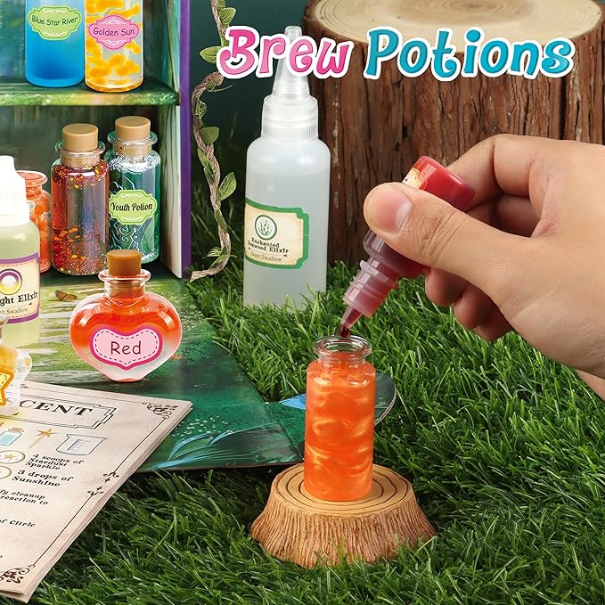 Fairy Magic Kit for Kids with 20PCS Magic Potion Bottles and Plate - Magical Fairy Making Craft Kit - Gift for Easter, Birthday, Art Crafts Toys for 8 9 10 11 Year Old Girl