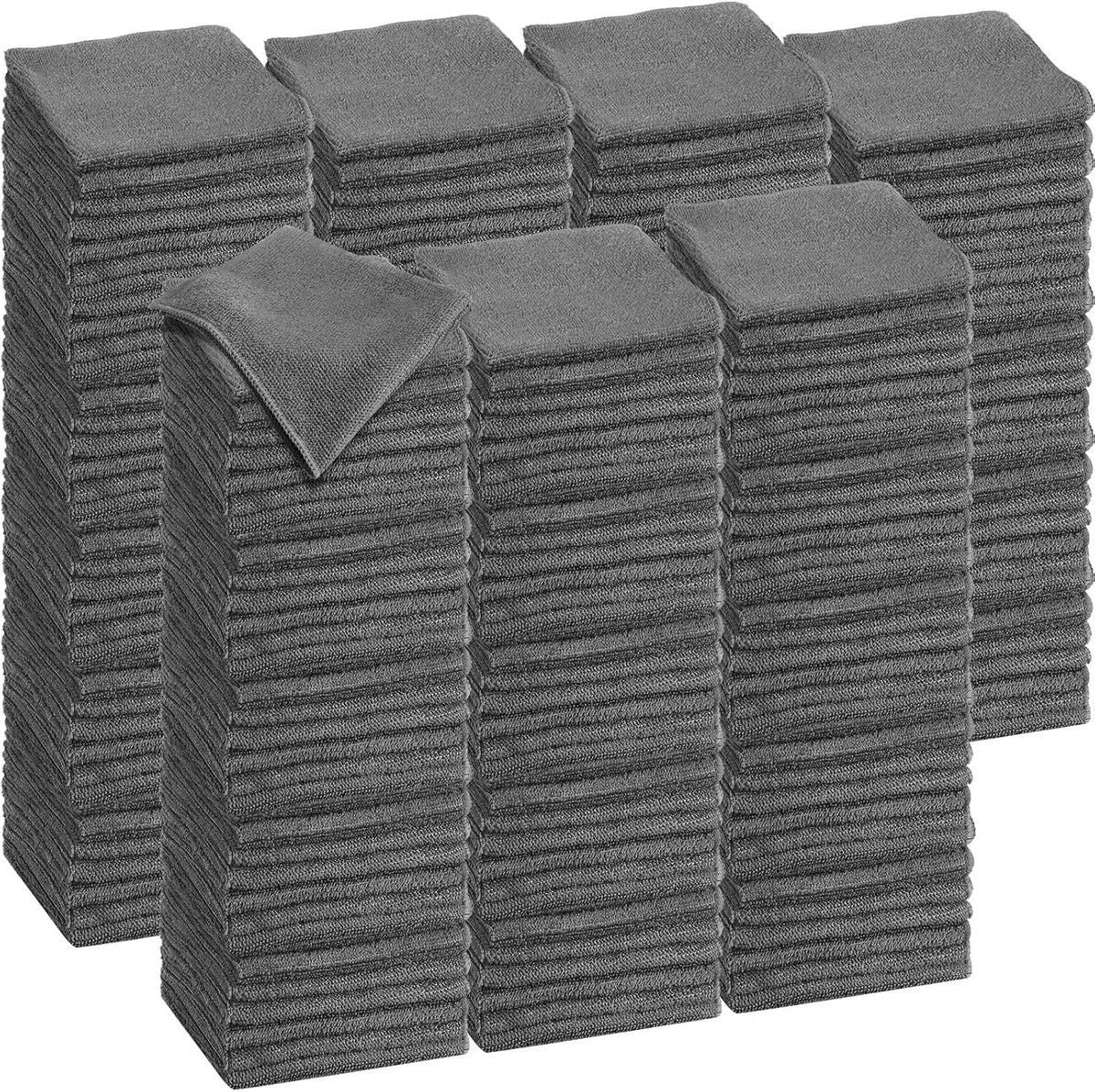 Tenare 100 Count 12'' x 12'' Microfiber Cleaning Cloths Reusable Cleaning Rags Bulk Microfiber Towels Softer Highly Absorbent Washcloths for House Kitchen Car Window(Dark Gray)