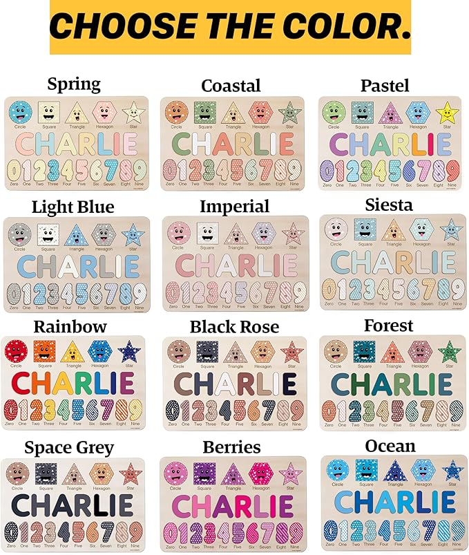 Puzzles for Toddlers Boy and Girl, Personalized Name Puzzle, 12 Month Toy, Gifts for 0 1 2 3 Years Old, Baby Gifts, Baby Shower, Christmas, NewBaby Gift, 0 3 6 9 12 18 24 36 Months