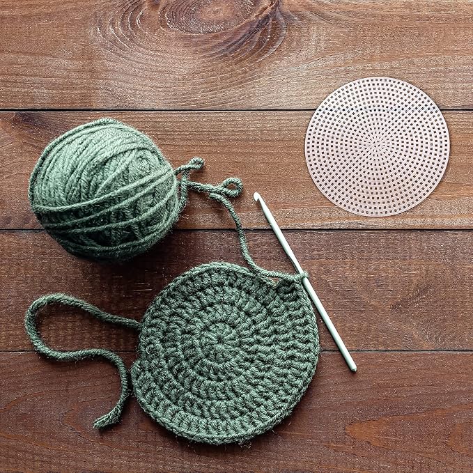 7 Count Circle Plastic Canvas Circles Mesh Sheets White Needlepoint Blank Canvas Plastic Mesh Mat for Needlework Crochet Supplies Embroidery Yarn Crafting Knit(4.5 Inch)