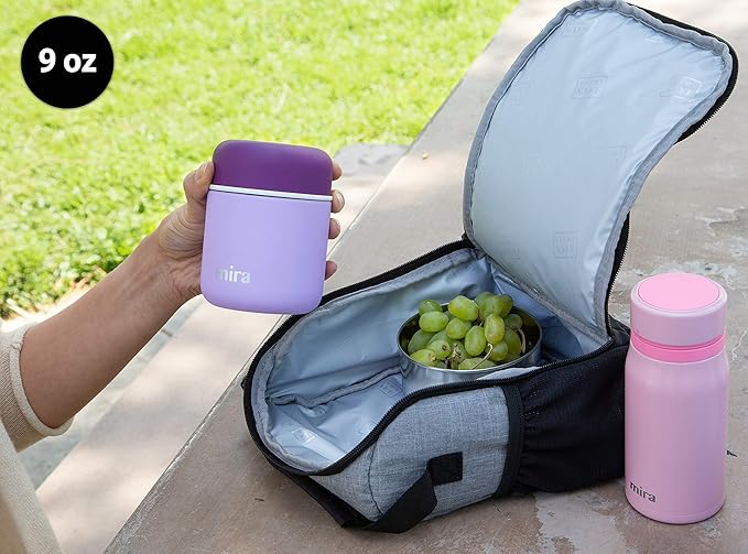 MIRA 9oz Insulated Food Jar Thermo for Hot Food & Soup, Compact Stainless Steel Vacuum Lunch Container - Sky Blue