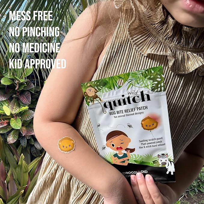 Quitch Mosquito Bite Relief Safari Animal Patches, Bug Bite Anti Itch Cream Alternative for Kids and Baby, Insect Bite Relief, After Bite Relief, Travel Essential for Summer Camp, Cruise and Outdoors