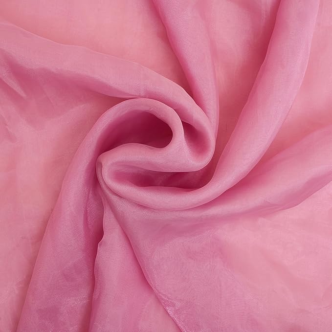 Organza Fabric 5 Yard Bridal Solid Sheer Organza Fabric Bolt for Wedding Dress, Fashion, Crafts, Decorations Silky Shiny Organza 44" - (5 Yard, Dusty Pink)