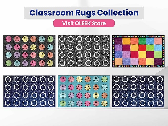 OLEEK Large Classroom Rug Elementary 6x9 - Classroom Rugs for Kids Room - Classroom Carpet Elementary - Kids playroom Rug 6 x 9 - Preschool Rugs for Classroom - Schoolgirl Style Classroom Decor