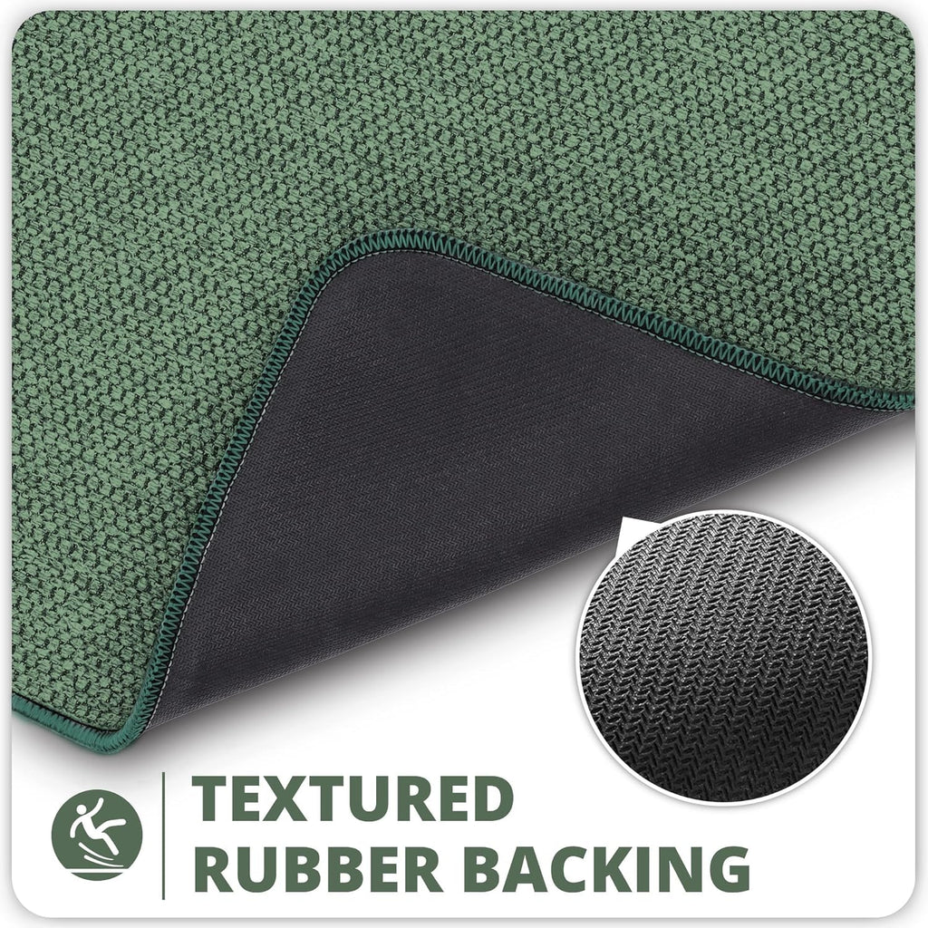 Bath Mat,Ultra Thin Bathroom Runner Rugs,Large Bath Mats for Bathroom,Quick Dry,Non-Slip,Machine Washable,Low Pile,Bath Rug,Shower Outside,Sink,Home Decor Accessories.Green,1'5"x2'11"（17x35inch）