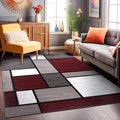 Rugshop Contemporary Modern Boxes Area Rug 7' 10" X 10' 2" Red