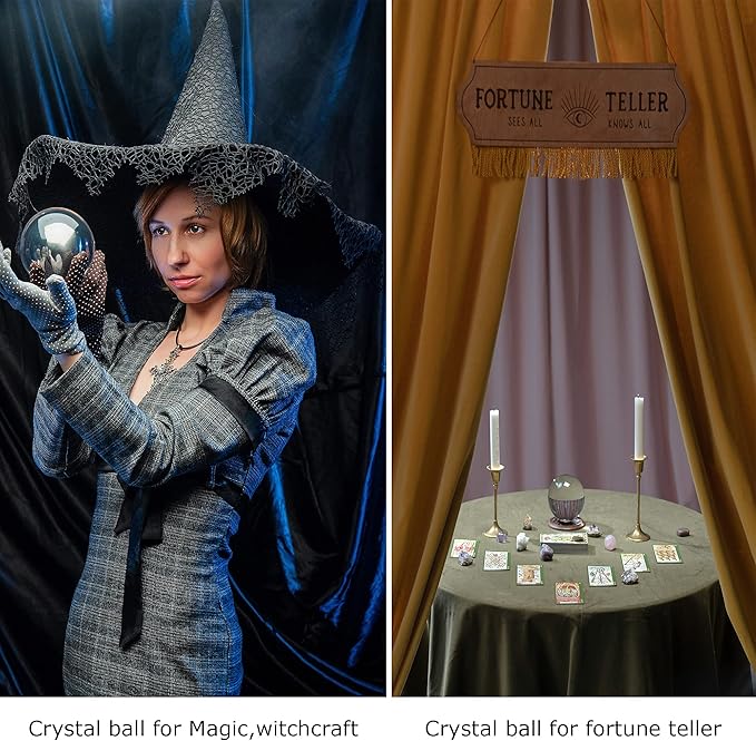 Modaier Clear Crystal Ball 100mm/3.9 inch Fortune Teller Accessories,Halloween Decor,Magic,Feng Shui,Witchcraft,Scrying,Decorative Ball,Lensball Photography,Quartz Crystal Sphere Prop Glass Orb