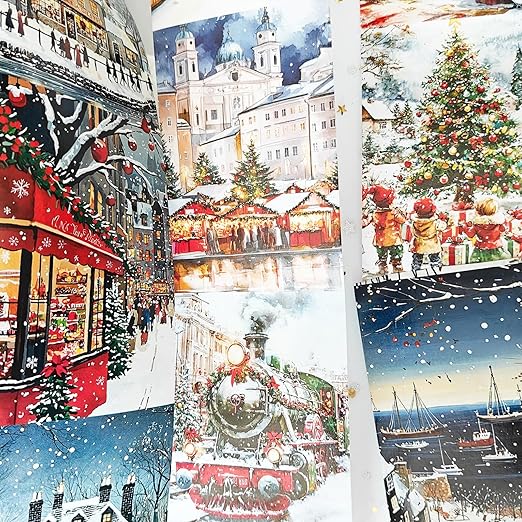Washi Tape Set,3 Rolls City Landscape Stickers for Journaling,Christmas Washi Tape Stickers for Junk Journal Supplies,Scrapbooking,Notebook,Phone Case,DIY Craft(Victoria)