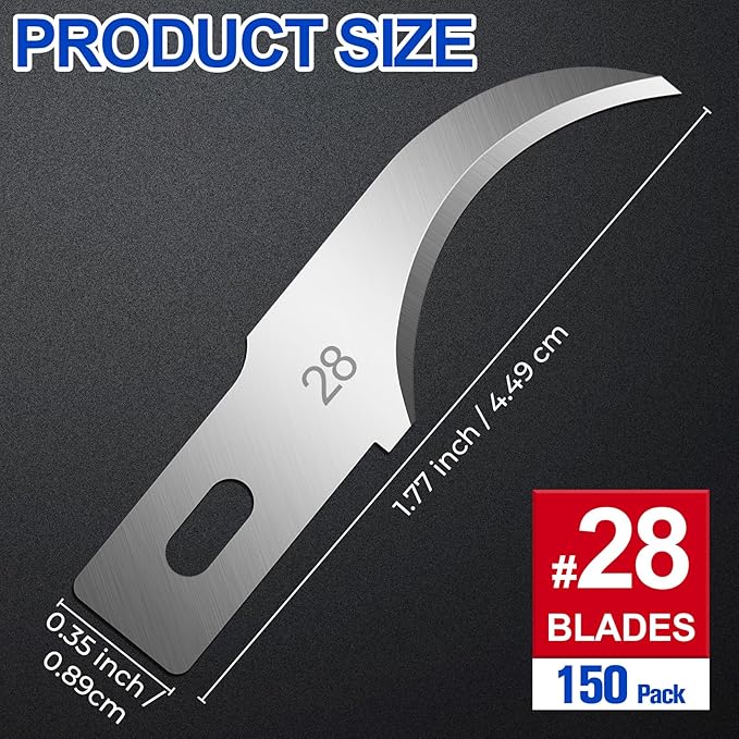 DIYSELF 150 PCS Hobby Knife Replacement Blades, 24 Sharp Exacto Knife Blades, Hobby Knife Blade Refills with Storage Case, High Carbon Steel Exacto Blades for Craft, Scrapbooking, Stencil (#28)