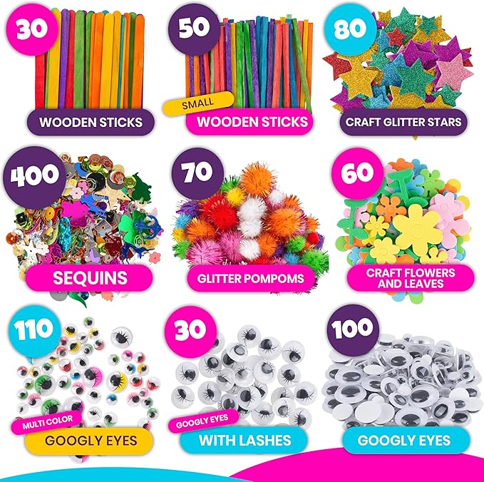 Blue Squid 2000+pcs Craft Kits for Kids, Ages 3-9 Girl Boys Gifts Arts and Crafts for Kids Craft Kits Toys for 3-9 Year Old Girls Boys Birthday Presents Gifts Crafts for 4-10 Year Olds