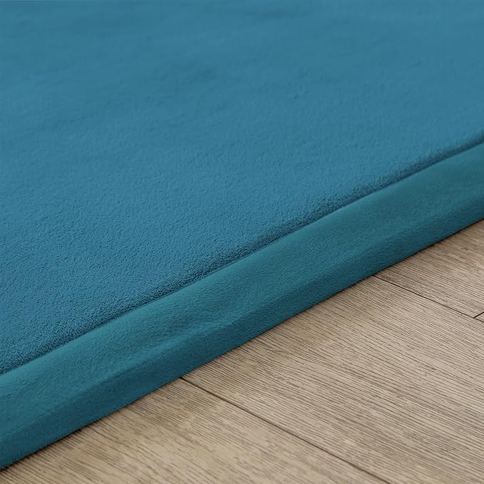 Loartee Nursery Rug Coral Velvet Crawling Rugs Mat Area Rugs Play Crawling Mat(6'8"x9'2", Blue) for Toddler Children Play Mat Yoga Mat Exercise Pads Carpet