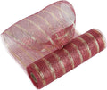 MEEDEE Burgundy and Gold Deco Mesh 10 Inch Metallic Striped Deco Mesh Christmas Mesh Ribbon for Christmas Tree, Wreaths, Garland, Gift Wrapping, Bows Making (30 Feet)