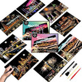 Scratch Art Painting Kit for Adults-8 Sheets A4 Rainbow Scratch Painting Paper Craft Set with City Landmarks|Stress Relief Gift for Travel&Craft Lovers|Scratch Art Home Decor(Asian Series)
