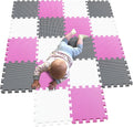 MQIAOHAM® 18 Pieces Puzzle Play Mats, Soft Baby Play Mat, Kids Interlocking Foam Floor Tiles, Toddlers Carpet Playmats G301018-101103112