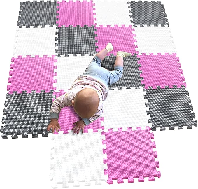 MQIAOHAM® 18 Pieces Puzzle Play Mats, Soft Baby Play Mat, Kids Interlocking Foam Floor Tiles, Toddlers Carpet Playmats G301018-101103112