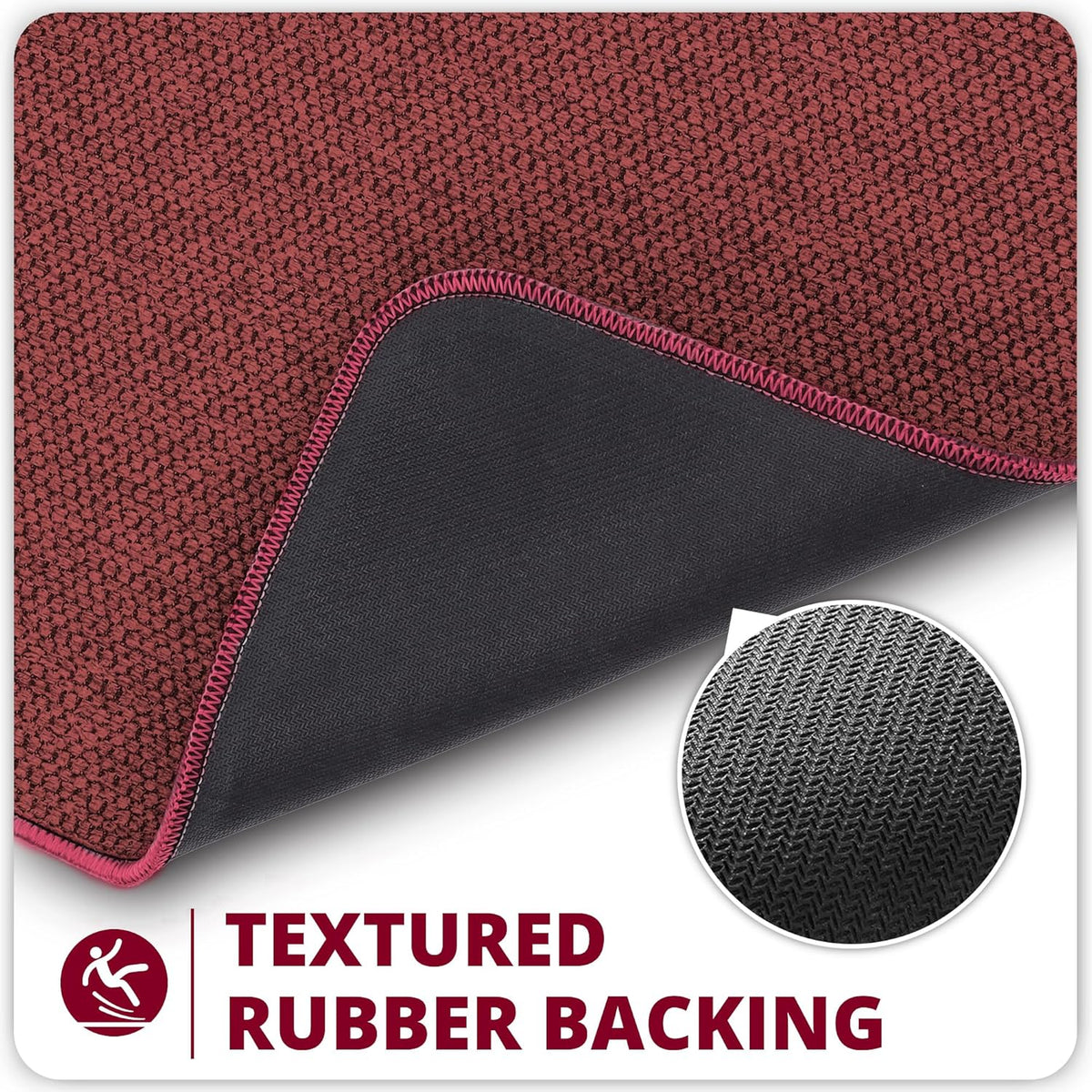 Bath Mat,Ultra Thin Bathroom Runner Rugs,Large Bath Mats for Bathroom,Quick Dry,Non-Slip,Machine Washable,Low Pile,Bath Rug,Shower Outside,Sink,Home Decor Accessories.Red,1'5"x2'11"（17x35inch）