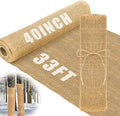 Buryeah 40 Inch x 33 ft Burlap Fabrics Roll Natural Jute Burlap Garden Tree Wrap Outdoor Weed Barrier DIY Fall Halloween Craft Winter Frost Plant Landscape Blankets Cloth for Plant Gardening Shrubs