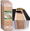 Burlap Lace Table Runner (Pack of 6) – 12”x 108” - No-Fray Finished Edge Natural Table Runner – No Odor, Eco-Friendly Burlap Runner - Perfect for Christmas, Wedding, Thanksgiving