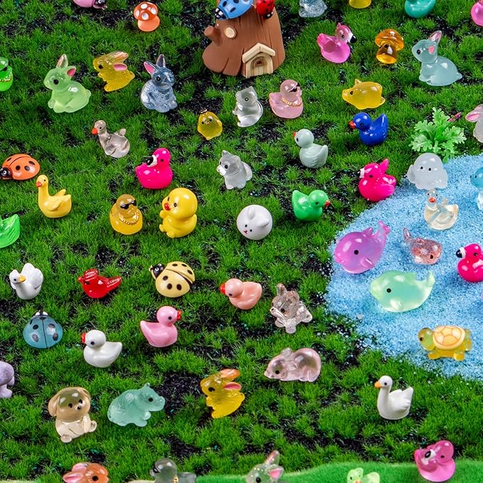 240 Pcs Mini Resin Animals Variety Tiny Animals Figures Miniature Little Small Animal Figurines Bulk for Micro Fairy Garden Landscape Accessories Hide Crafts Decor Aquarium