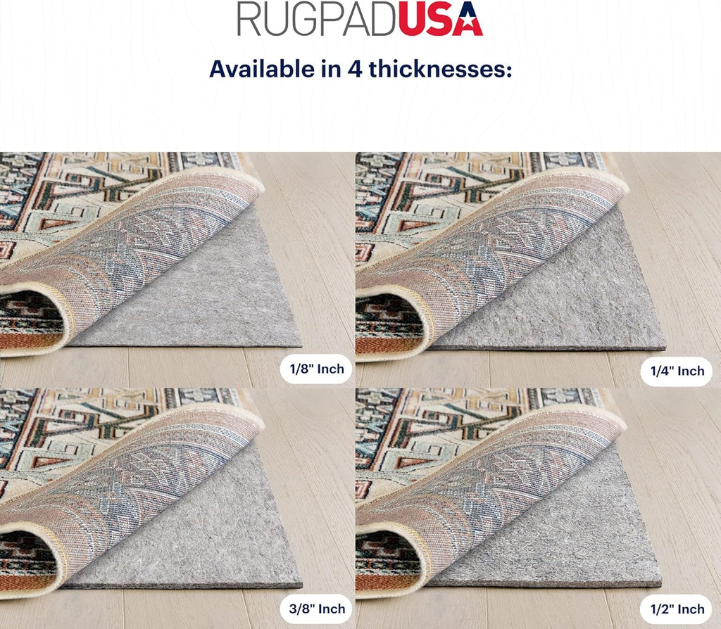 RUGPADUSA - Dual Surface - 4'x6' - 3/8" Thick - Felt + Rubber - Enhanced Non-Slip Rug Pad - Adds Comfort and Protection - for Hard Surface Floors