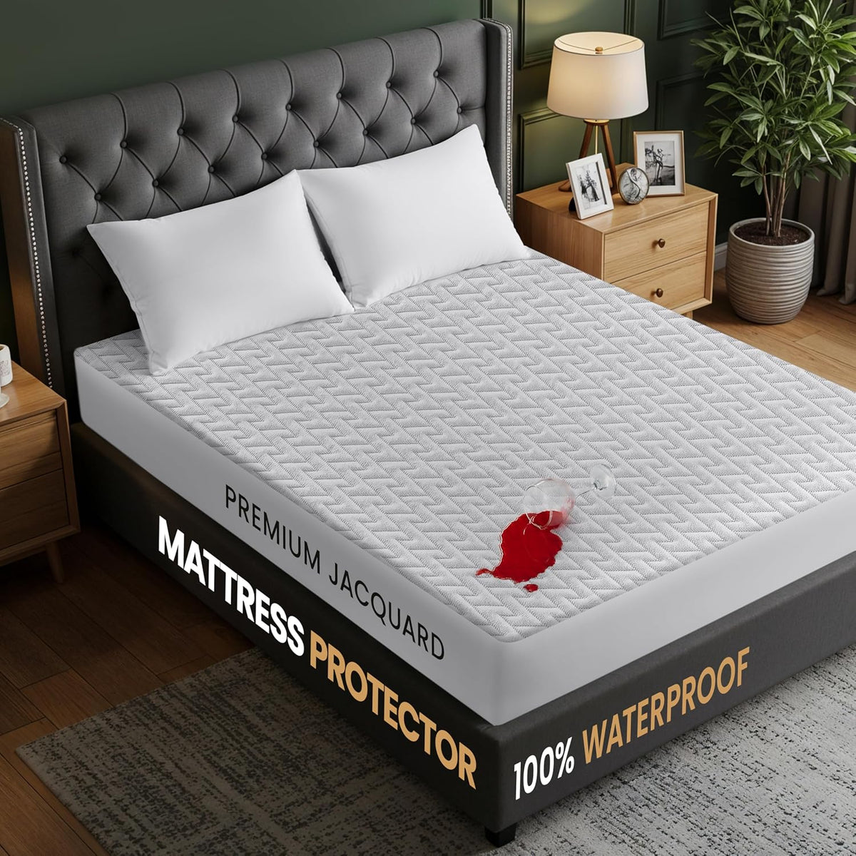 Utopia Bedding Waterproof Mattress Protector King Size, Premium 3D Air Soft Fabric Mattress Cover, Fits 17 Inches Deep, Breathable, Fitted Style with Stretchable Pockets