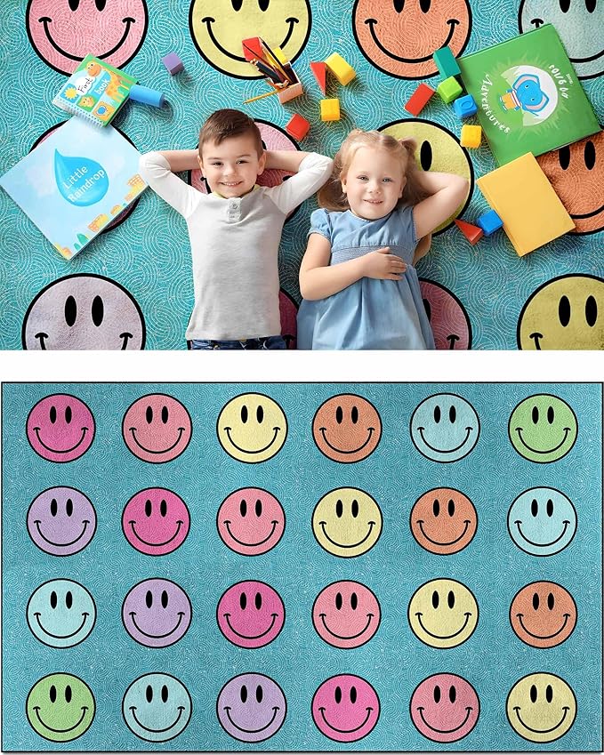 OLEEK Large Classroom Rug Elementary 6x9 - Classroom Rugs for Kids Room - Classroom Carpet Elementary - Kids playroom Rug 6 x 9 - Preschool Rugs for Classroom - Schoolgirl Style Classroom Decor