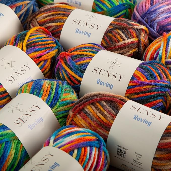 Sensy Roving Multi Color Yarn, 3.5 oz, 132 Yards, Gauge 5 Bulky (Midnight)