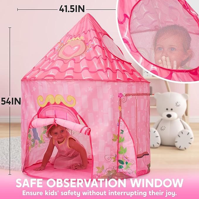 JOYIN Princess Tent Girls Large Playhouse Kids Castle Play Tent for Children, Pop Up Play House for Toddlers Indoor and Outdoor Games