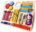 Montessori Busy Board for Toddlers - Safe, Durable Sensory Activity Board with Locks, Shoelaces & More - Perfect Educational Toy Built for Growth & Travel - 36 Months & Up - Color Edition