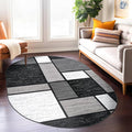 Rugshop Contemporary Modern Boxes for Home Office,Living Room,Bedroom,Kitchen Non Shedding Oval Area Rug 5' x 7' Gray