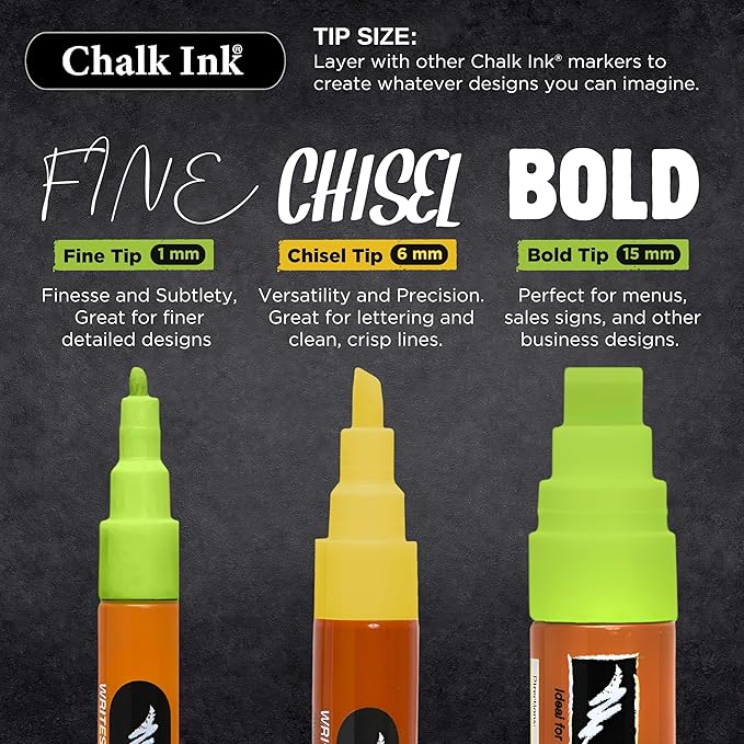 Chalk Ink Chisel Tip Wet Wipe Chalk Markers (Maui Surf, 6mm, 6 Pack)