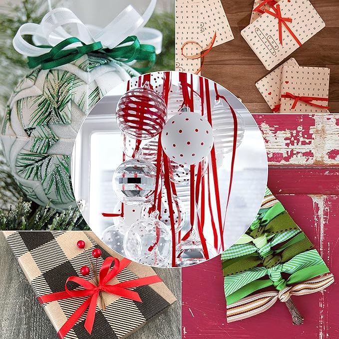 HUIHUANG Solid Color Satin Ribbon 1/8 inch x 100 Yards Roll Ribbon Thin Red Satin Double Face Crafts Ribbon for Crafts Sewing Christmas Gift Wrapping DIY Bows (Red)