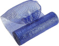 MEEDEE Navy Deco Mesh 10 Inch Deluxe Wide Foil Metallic Royal Blue with Navy Poly Mesh Navy Blue Mesh Ribbon for Christmas Tree, Wreaths, Garland, Gift Wrapping, Bows Making (30 Feet)