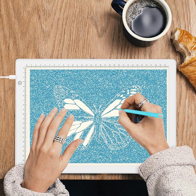 iVyne Corded Light Pad for Weeding Vinyl - A4 Light Box for Drawing - Light Board for Tracing - Light Box for Diamond Painting, Weeding Vinyl, Sketching, Tracing (White)