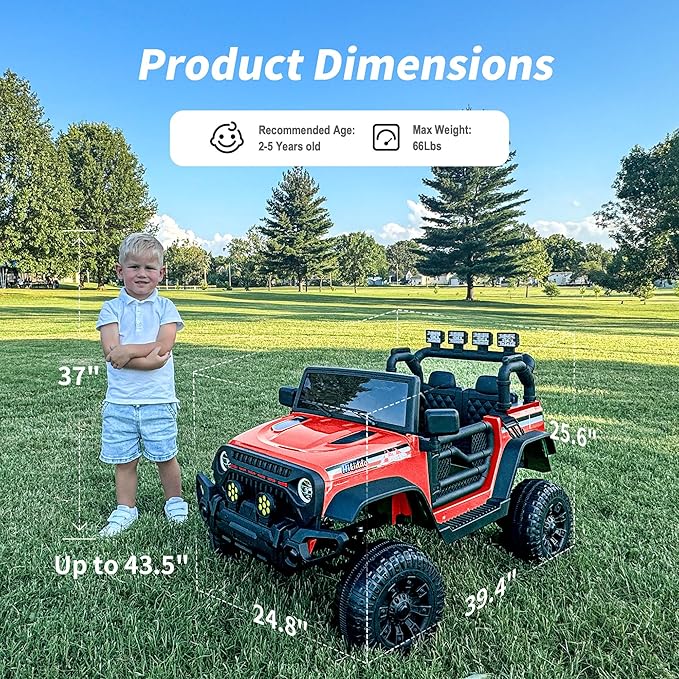 12V Kids Ride on Car Truck, Kids Electric Vehicles Car Ride on Toy for Toddlers 3-5 with Remote Control - Red