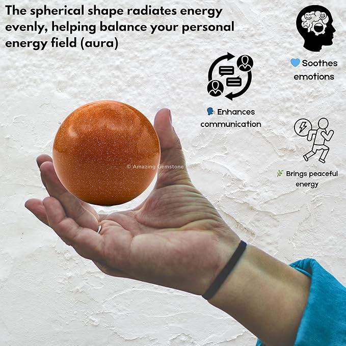 Amazing Gemstone Red Goldstone Crystal Ball with Stand - 2 Inches Crystal Sphere Meditation Balls for Witchcraft and Decorative Balls