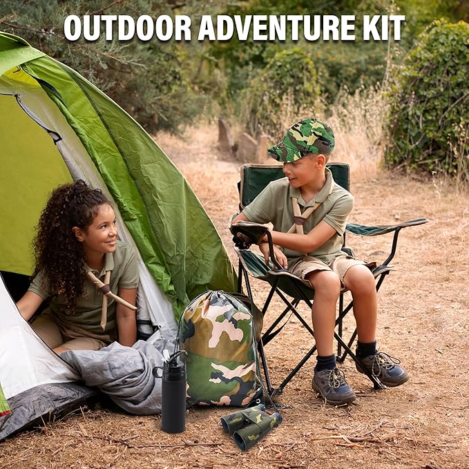 Outdoor Adventure Kit for Kids – Premium Camouflage Camping Gear with Walkie-Talkies – Military Style Toys – 10 in 1 Bundle – Ideal for All Ages and Genders