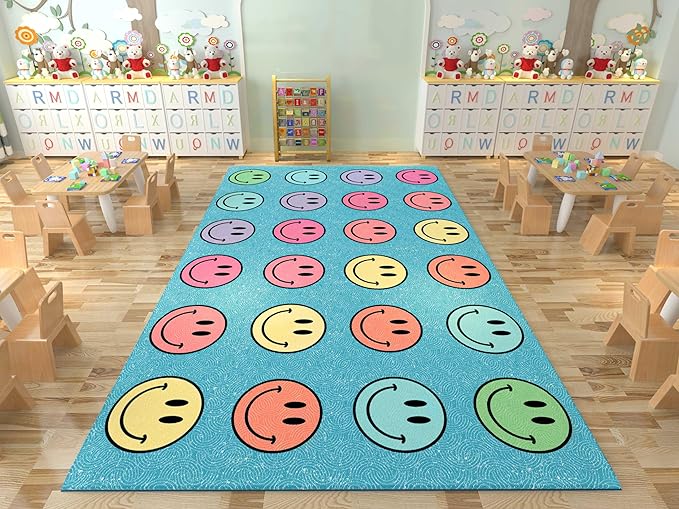 OLEEK Large Classroom Rug Elementary 8x13 - Classroom Rugs for Kids Room - Classroom Carpet Elementary - Kids playroom Rug 8 x 13 - Preschool Rugs for Classroom - Schoolgirl Style Classroom Decor