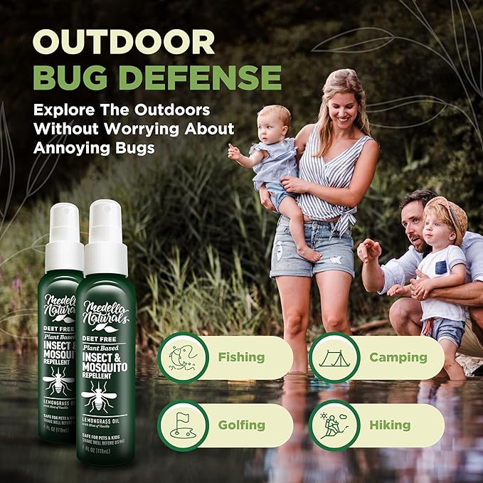 Insect & Mosquito Repellent, DEET-Free Naturally Derived Formula, Kid and Pet Friendly, Made in The USA, 4 Ounce Spray Bottle