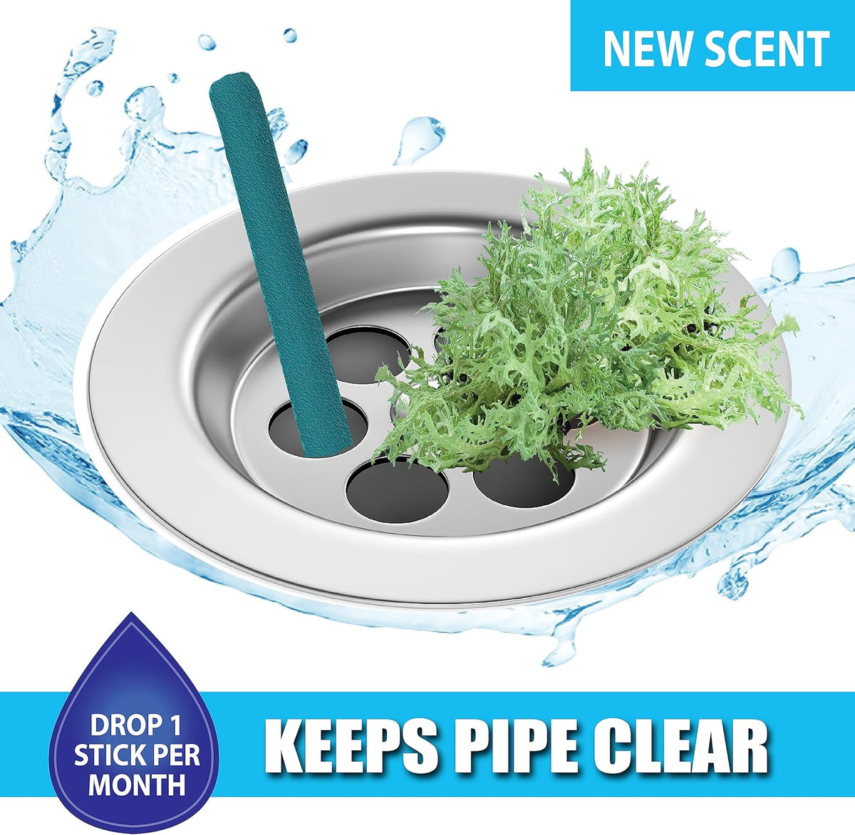 SANI 360° Sani Sticks Drain Cleaner and Deodorizer, Enzyme Pipe Cleaners, Eliminate Odors, Prevent Clogged Drains, Safe for Sinks, Bathtub Drains, Septic Tanks, 24 Count, Oak Moss