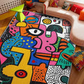 Abstract Rug 5x7-2x3 Rug - Abstract Rug - Colorful Pop Art Area Rug - Modern Geometric Graffiti Rugs - Multicolor Artistic Carpet - Home Decor