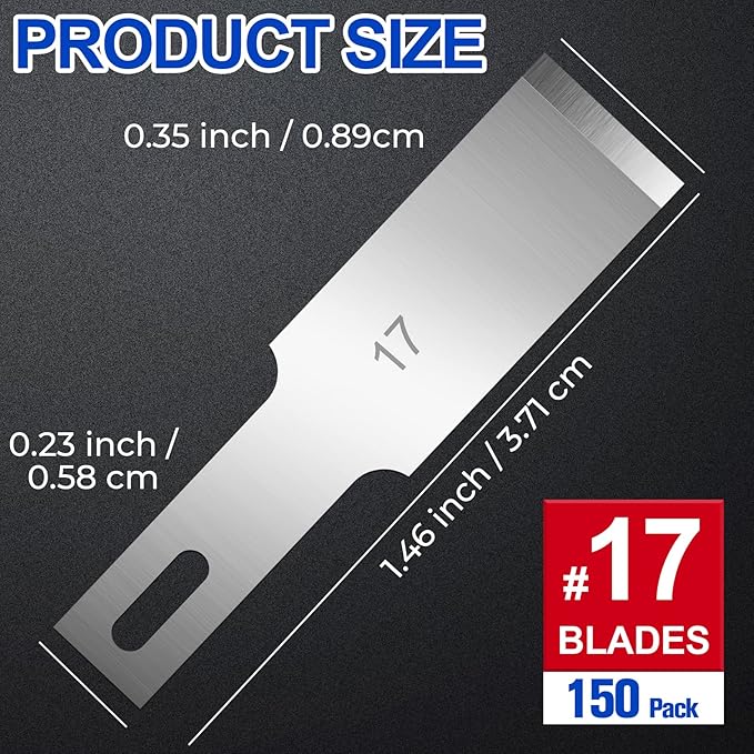 DIYSELF 150-Piece Hobby Craft Knife Blades, #17 Exacto Knife Blades, Hobby Knife Replacement Blade with Storage Case, Sharp Art Knives Blade Refills Perfect for Cutting（#17）