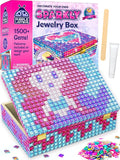 PURPLE LADYBUG Sparkly DIY Wooden Jewelry Box Craft for Girls 8-12 with 1500+ Non-Toxic Gems - Christmas & Birthday Gift for 4 5 6 7 8 9 10 11 12 Girl, Girls Toys 8-10 - Mosaic Mermaid Unicorn Design