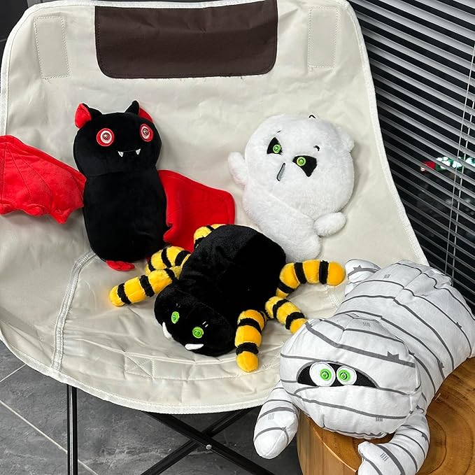 SUNLIN Interactive Halloween Mummy Cute Soft Plush Toy Gift for Adults & Kids 3+, Touch & Sound Activated Prank with Sound & Glowing Eyes, Scary Party Supplies Home Decor