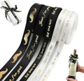 MEEDEE Happy Father's Day Ribbon Fathers Day Decorations Gift Box Wrapping Paper Decor Thank You Satin Thin Ribbon Assorted Black Satin, 5 Rolls with 10 Yards Each Total 50 Yards