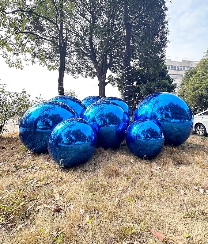 Big Shiny Balls Giant Inflatable Mirror Balls for Events & Decor - Party, Advertising, Shows, Stage Decoration - Hanging & Standing-Various Sizes & Colors - Blue (0.8m/2.62ft)