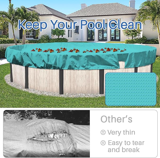 ECOOPTS 18 ft Round Pool Cover for Above Ground Pools, Swimming Pool Cover Protector Winter Safety Cover (Turquoise)