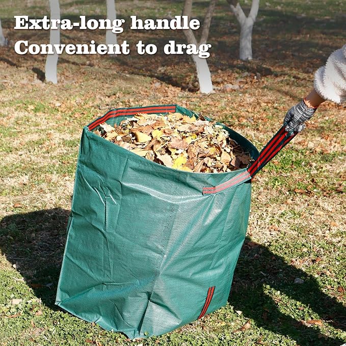 Leaf Collector Bags, Collapsible Yard Waste Bag 4-Pack – 40-Gallon Reusable Garden Bags for Leaves, Grass Clippings, Parties, Laundry & Camping (Dustpan-Type Design)